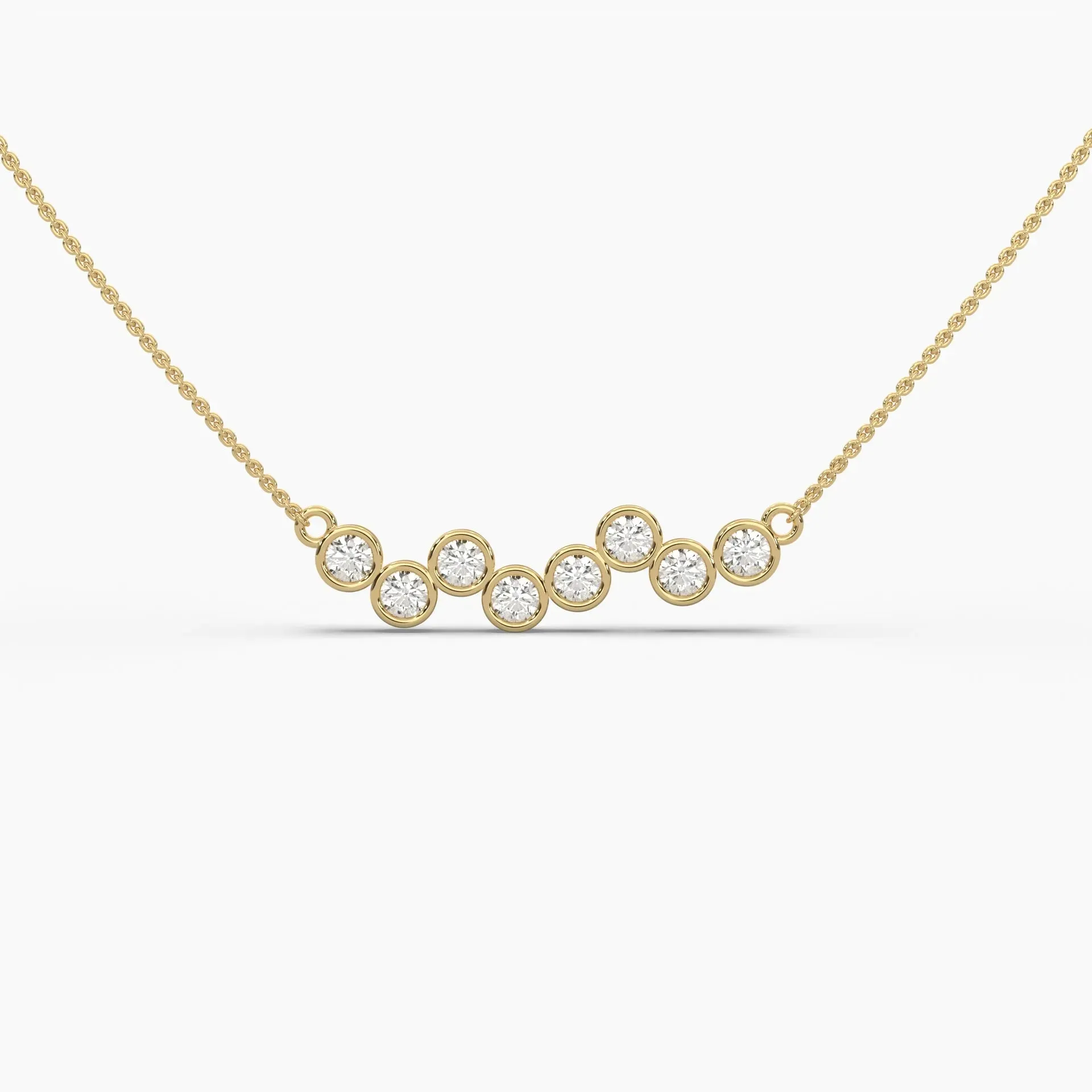 0.8ctw Round Lab Grown Diamond Bubble Bezel Pendant Necklace | 14k White Gold
