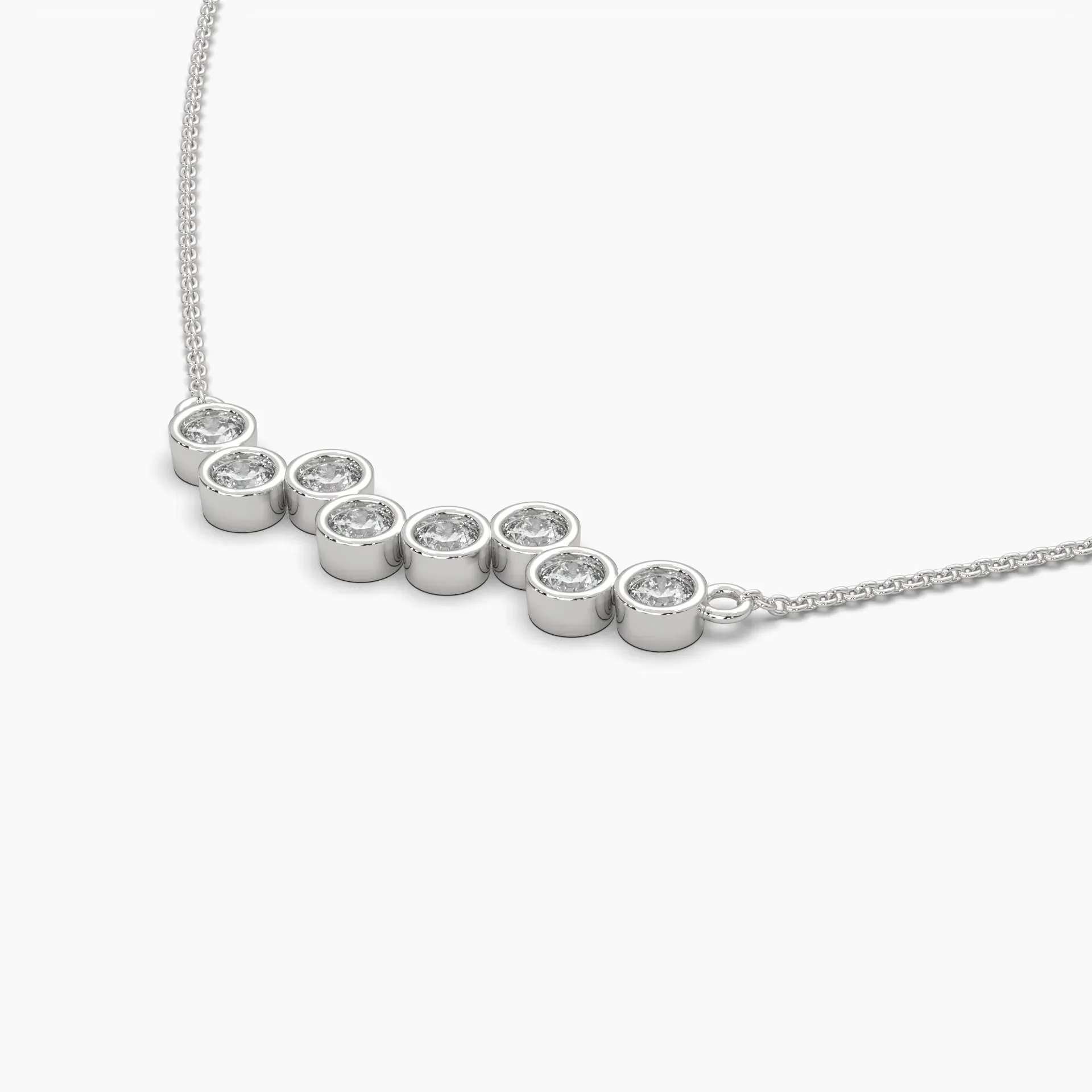 0.8ctw Round Lab Grown Diamond Bubble Bezel Pendant Necklace | 14k White Gold