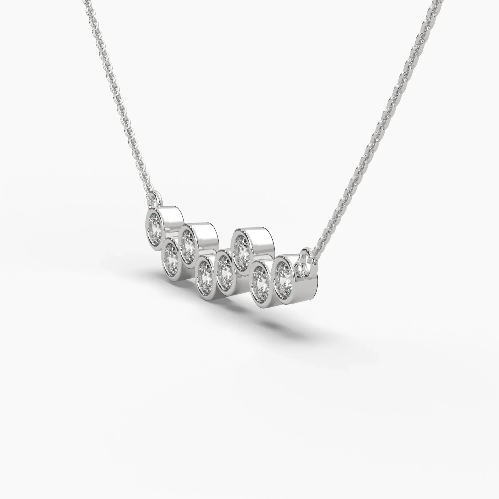 0.8ctw Round Lab Grown Diamond Bubble Bezel Pendant Necklace | 14k White Gold
