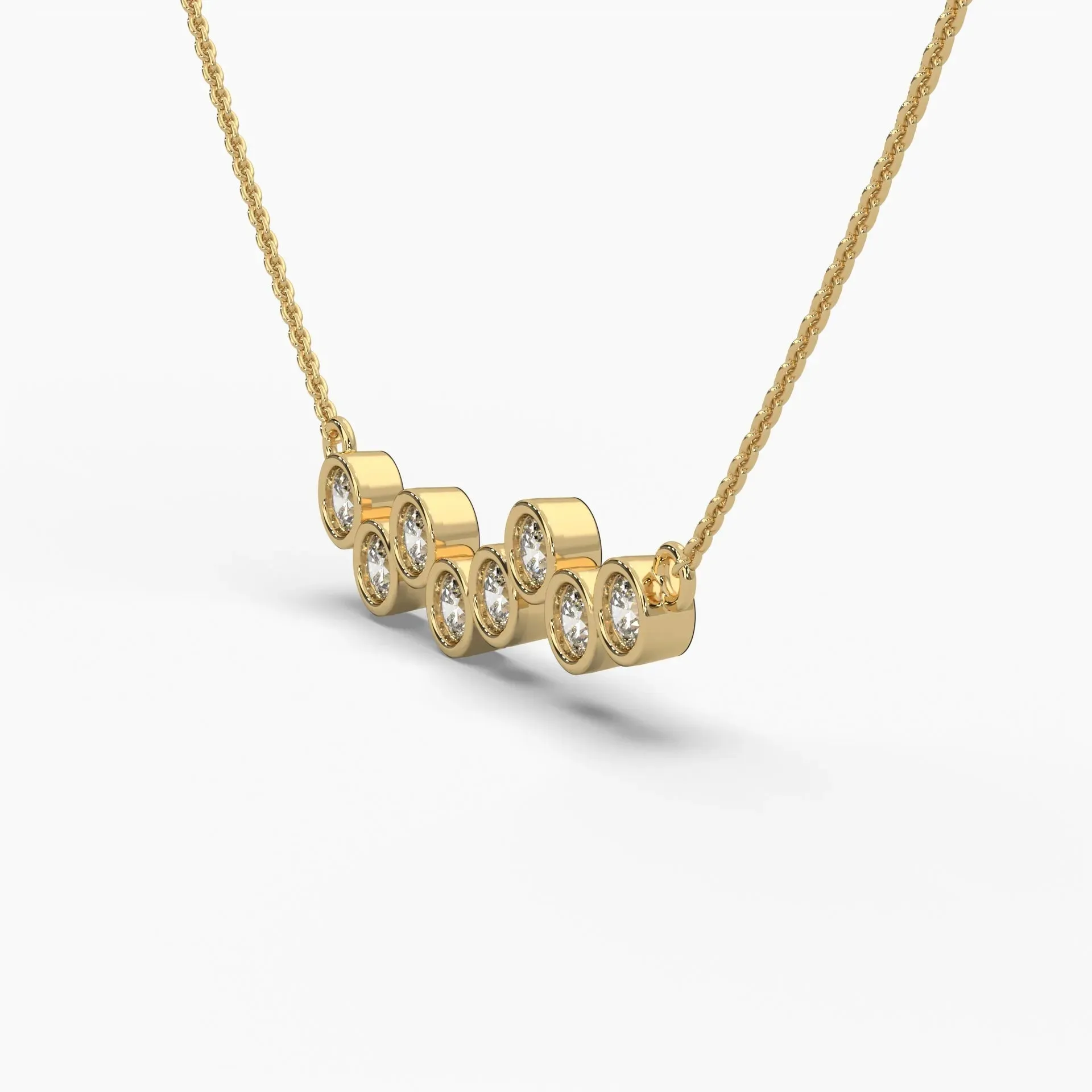 0.8ctw Round Lab Grown Diamond Bubble Bezel Pendant Necklace | 14k White Gold