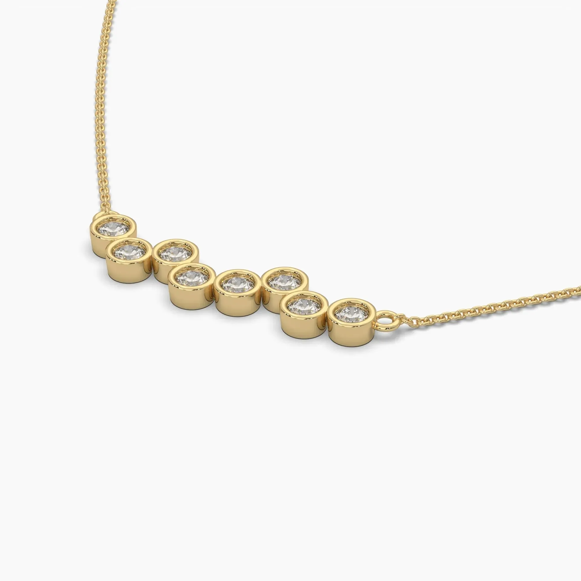0.8ctw Round Lab Grown Diamond Bubble Bezel Pendant Necklace | 14k White Gold