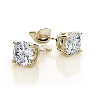 10k Yellow Gold Created White Sapphire CZ 4 Carat Round Stud Earrings Pack of 2 Plated