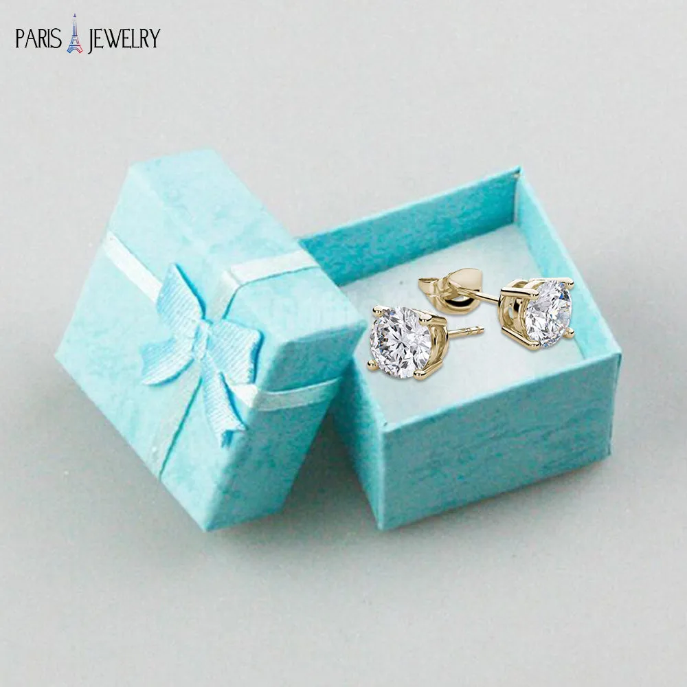 10k Yellow Gold Created White Sapphire CZ 4 Carat Round Stud Earrings Pack of 2 Plated
