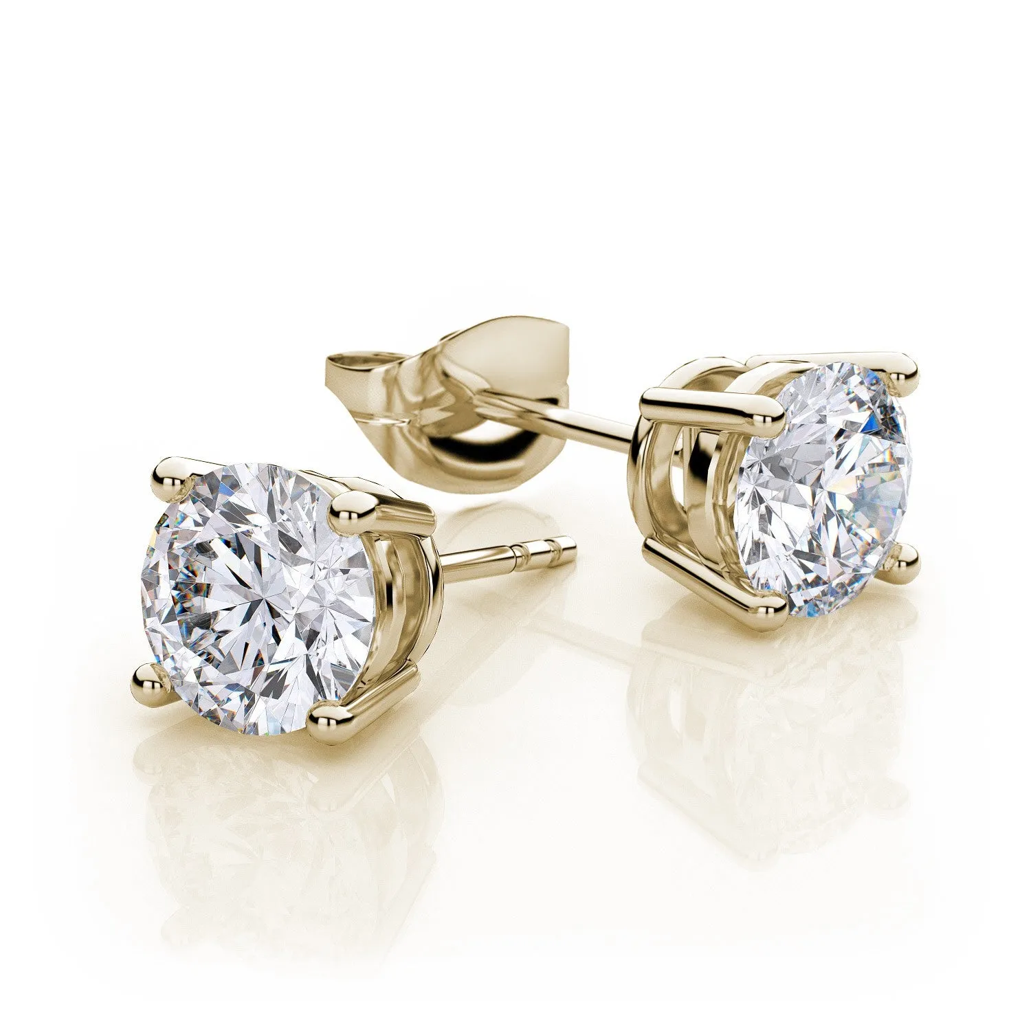 10k Yellow Gold Created White Sapphire CZ 4 Carat Round Stud Earrings Pack of 2 Plated