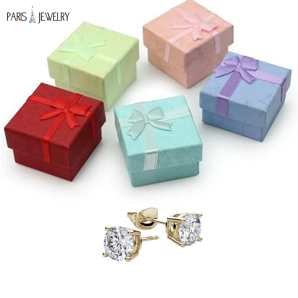 10k Yellow Gold Created White Sapphire CZ 4 Carat Round Stud Earrings Pack of 2 Plated