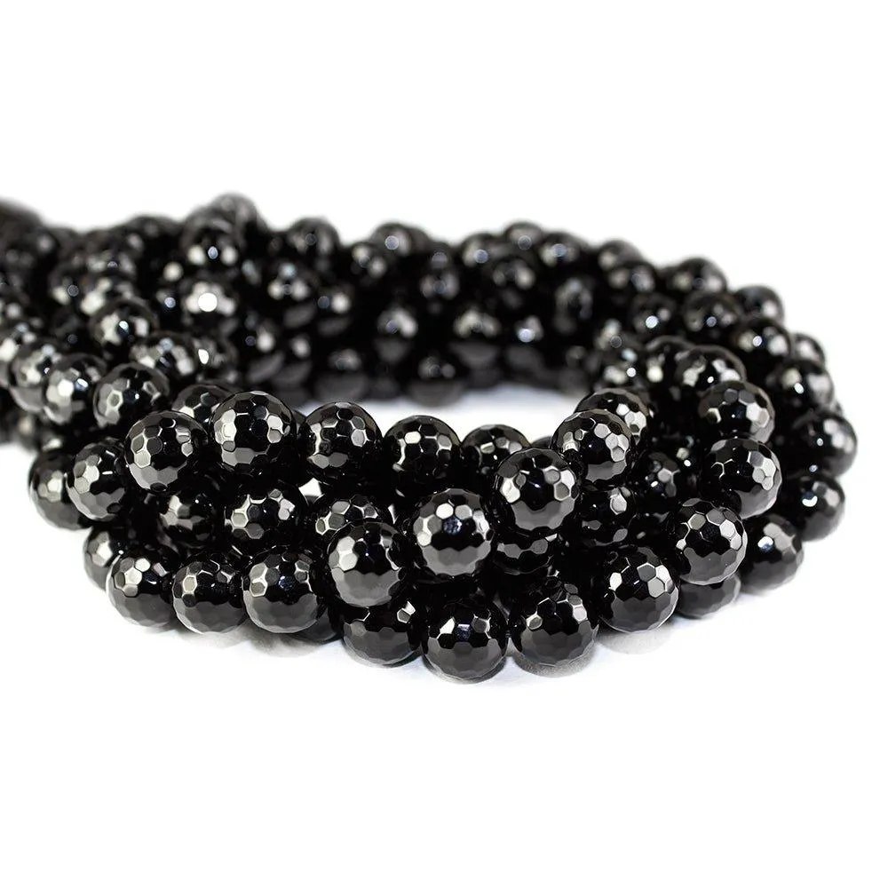 10mm Black Onyx faceted round Beads 15 inch 39 pieces