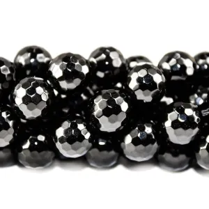 10mm Black Onyx faceted round Beads 15 inch 39 pieces