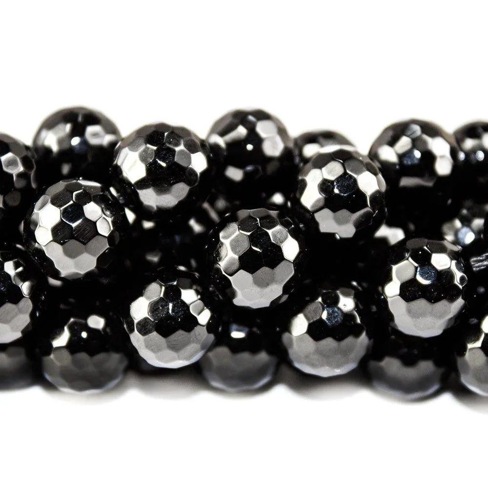 10mm Black Onyx faceted round Beads 15 inch 39 pieces