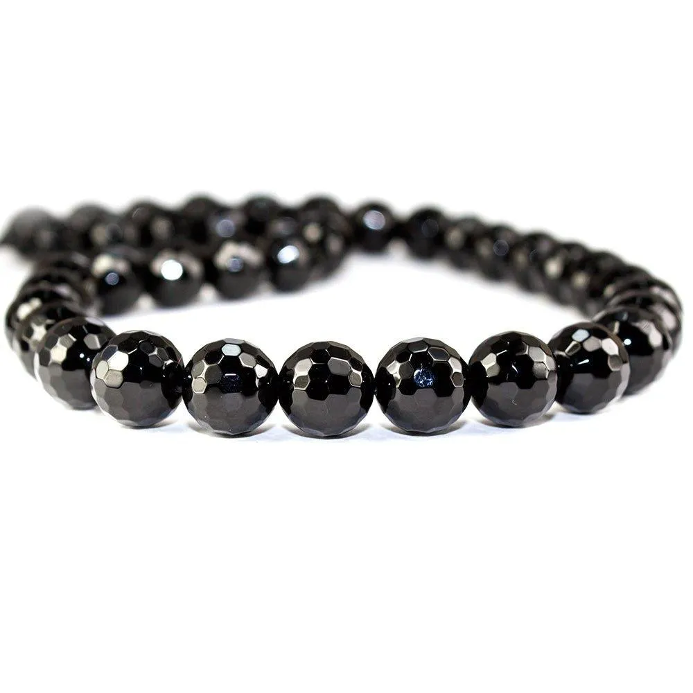 10mm Black Onyx faceted round Beads 15 inch 39 pieces