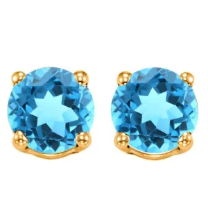 1.14 CT BABY SWISS BLUE TOPAZ 10KT SOLID GOLD EARRINGS STUD