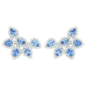 14K GOLD DIAMOND CORNFLOWER BLUE SAPPHIRE ANITA EARRINGS
