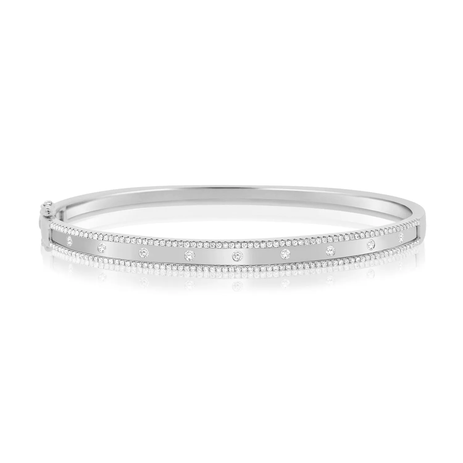 14K Rose Gold Diamond Border Bangle