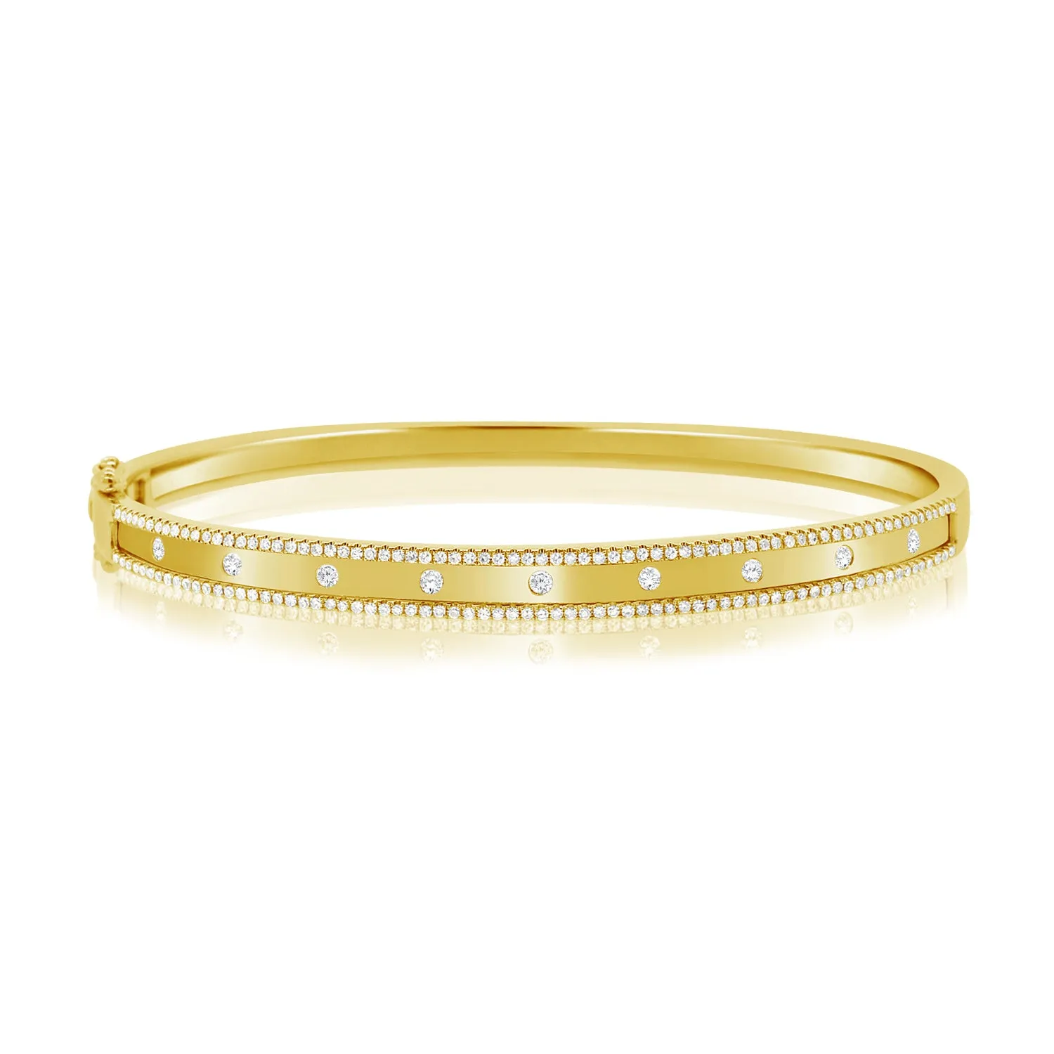 14K Rose Gold Diamond Border Bangle