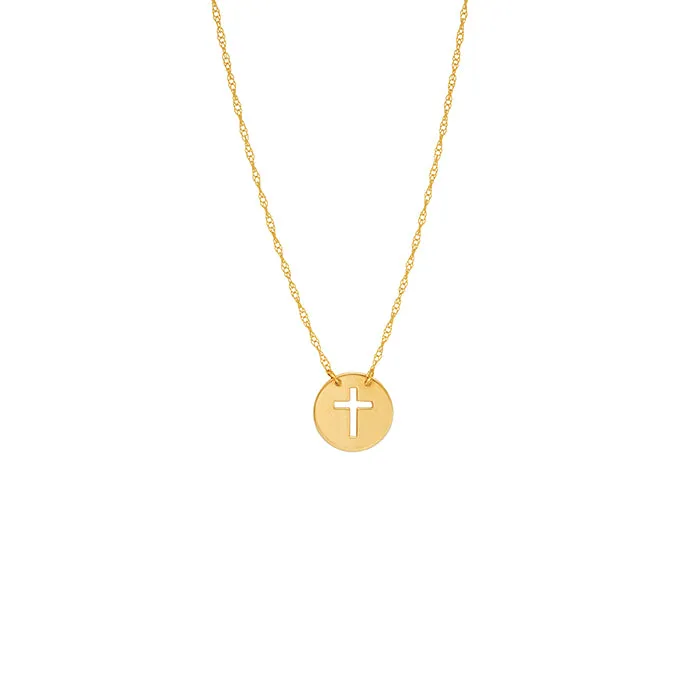 14K So You Cut Out Mini Cross Necklace
