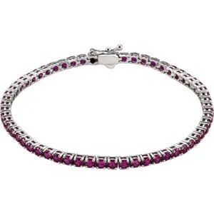 14K White Aquamarine Line 7.25" Bracelet