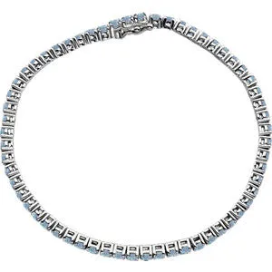 14K White Aquamarine Line 7.25" Bracelet