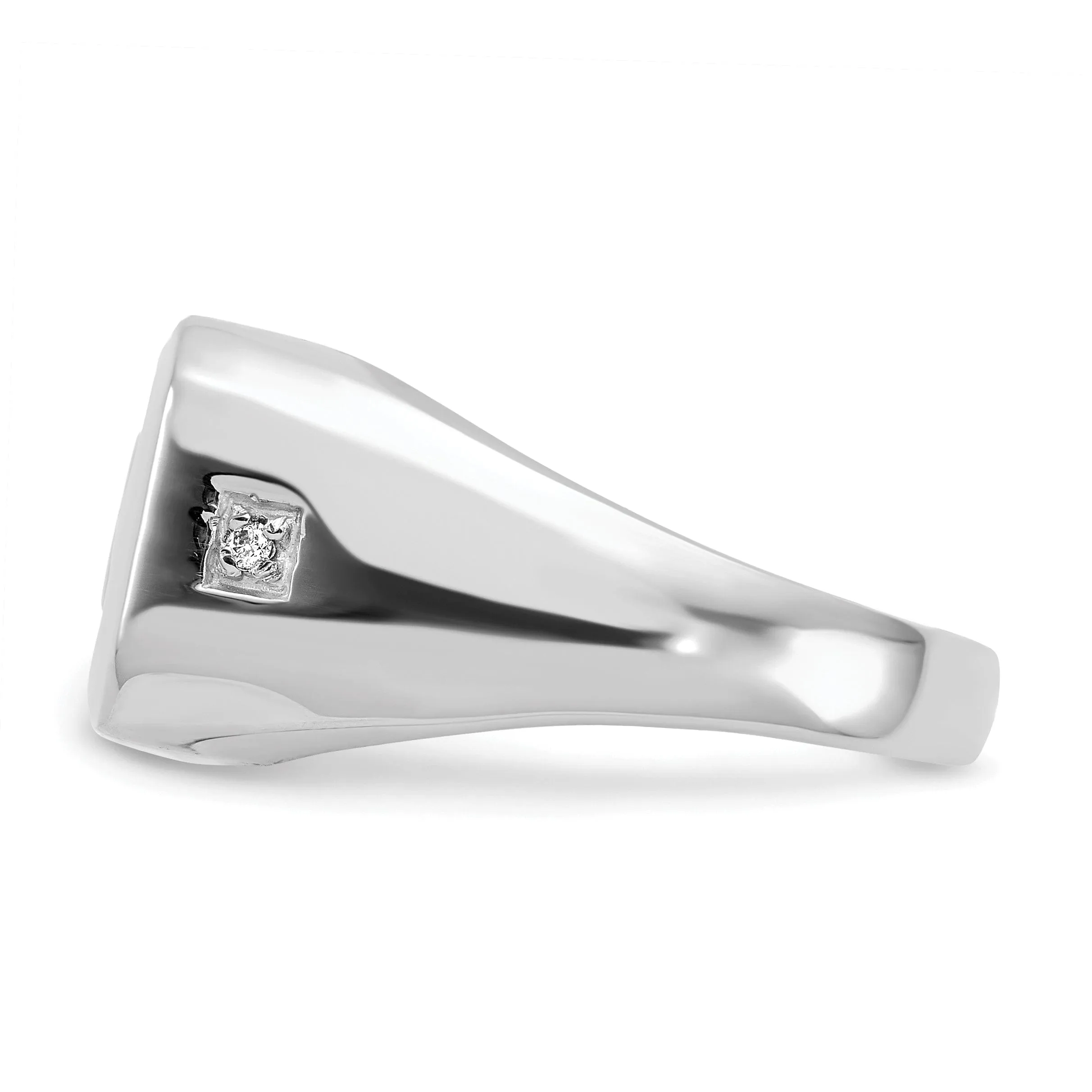 14k White Gold Men's Onyx Diamond Dad Ring