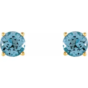 14K Yellow 5 mm Natural Sky Blue Topaz Stud Earrings