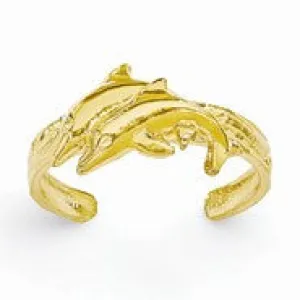 14k Yellow Gold Dolphin Toe Ring