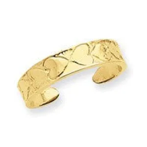 14k Yellow Gold Heart Pattern Toe Ring