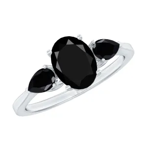 1.50 CT Three Stone Black Onyx Ring