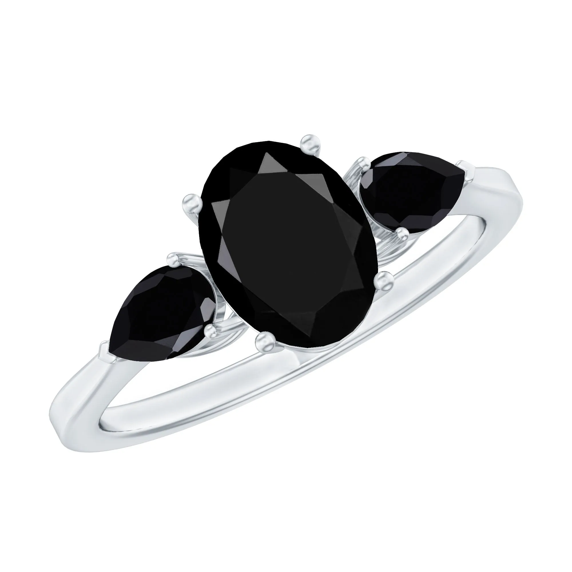 1.50 CT Three Stone Black Onyx Ring