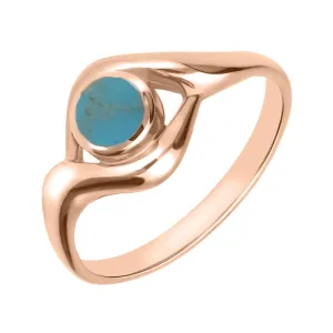 18ct Rose Gold Turquoise Round Twist Ring