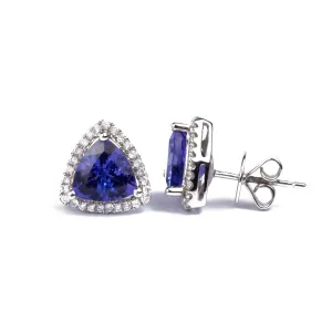 18ct White Gold Diamond and Tanzanite Earrings E-1970