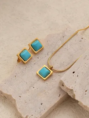1set Vintage Turquoise Necklace & Earrings Set Jewelry Set Jewelry Gift for