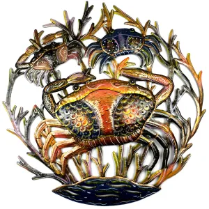 24-Inch Painted Crabs Metal Wall Art Croix des Bouquets