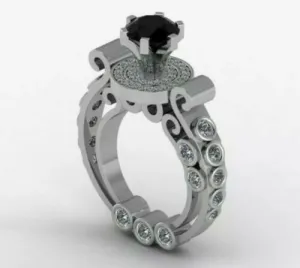 2.5ctblack Diamond Engagement Ring Party Cosplay Style Unique Design silver 925