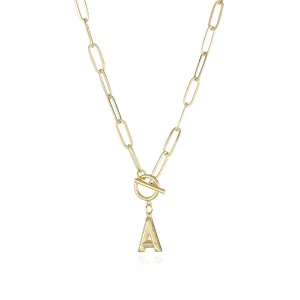 26 Letters A-Z Pendant Necklace with Thick Chain and OT Buckle - Unisex