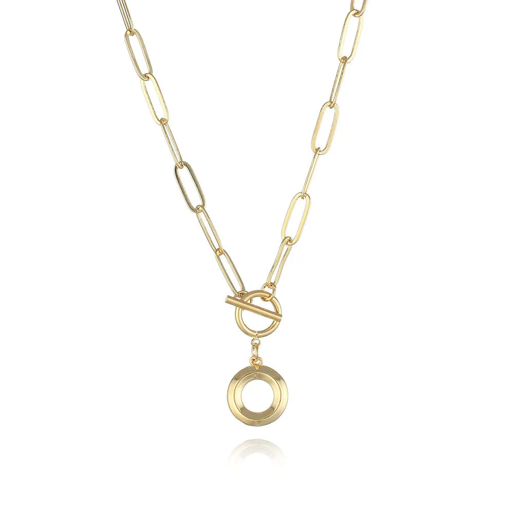 26 Letters A-Z Pendant Necklace with Thick Chain and OT Buckle - Unisex
