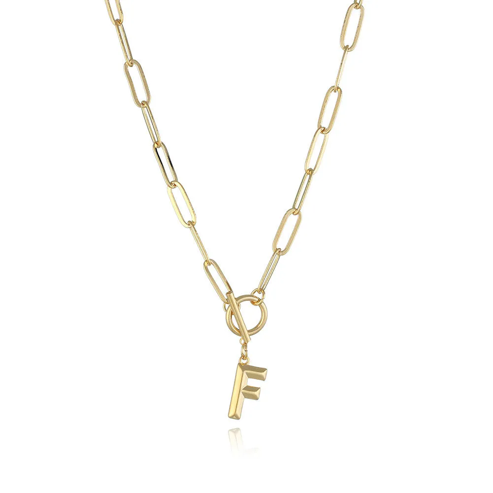 26 Letters A-Z Pendant Necklace with Thick Chain and OT Buckle - Unisex