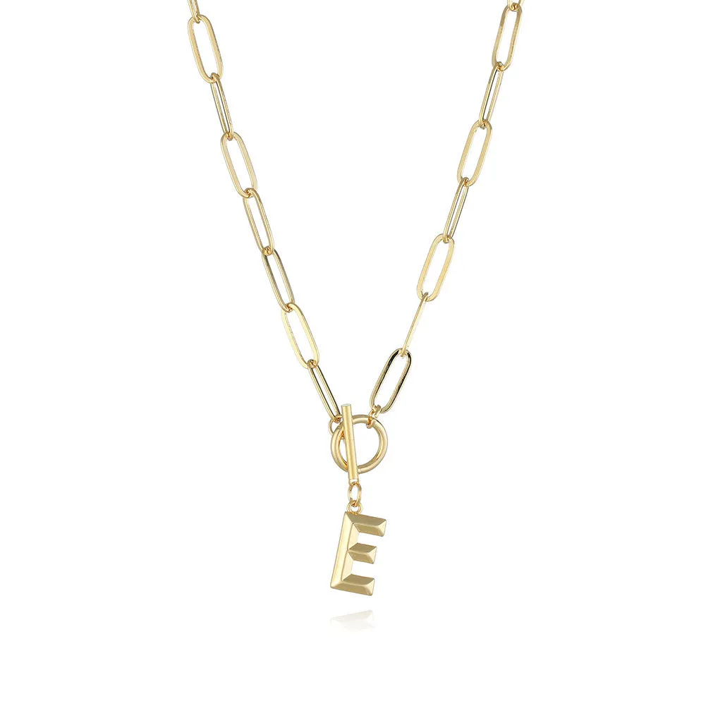 26 Letters A-Z Pendant Necklace with Thick Chain and OT Buckle - Unisex