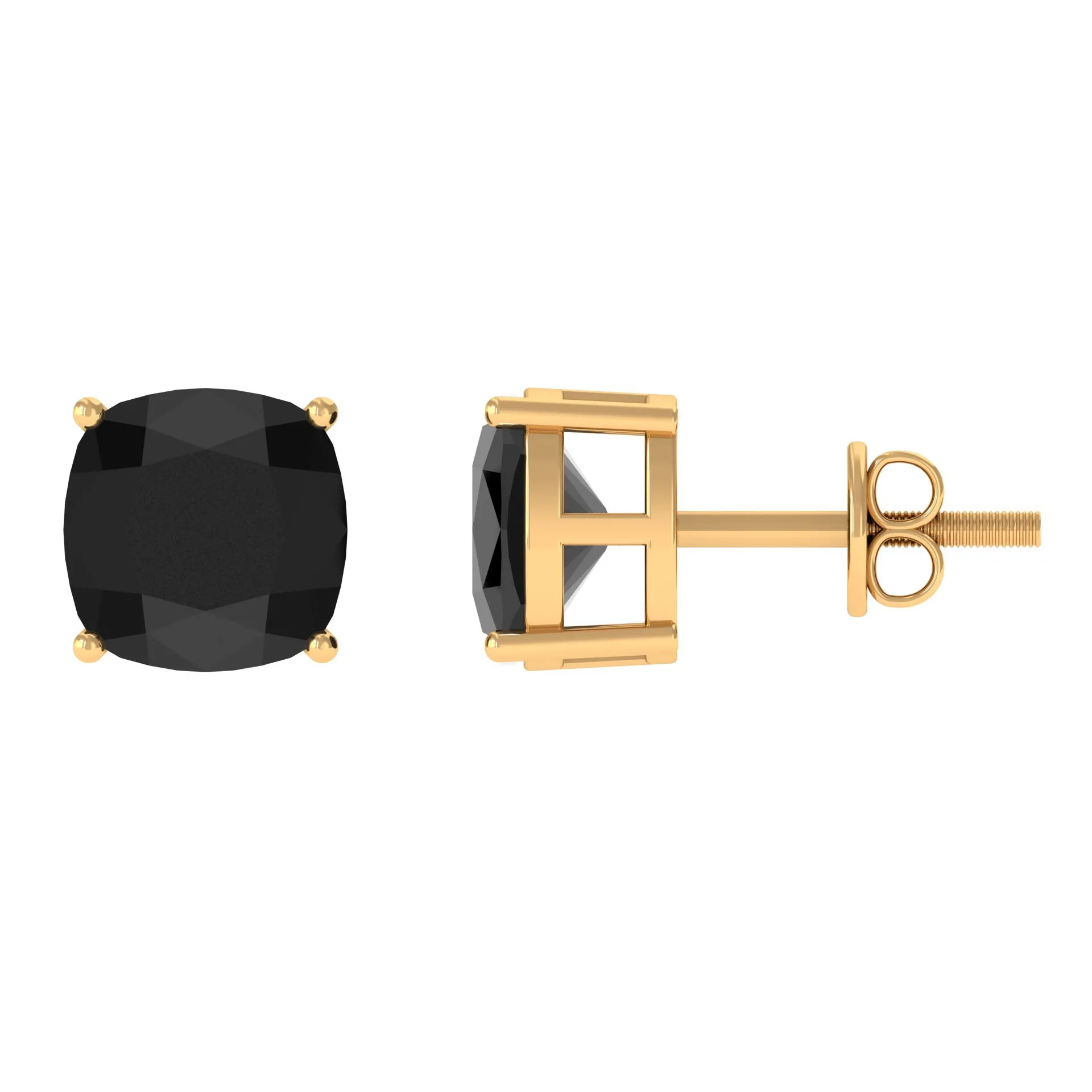 3 CT Cushion Cut Black Onyx Solitaire Stud Earring