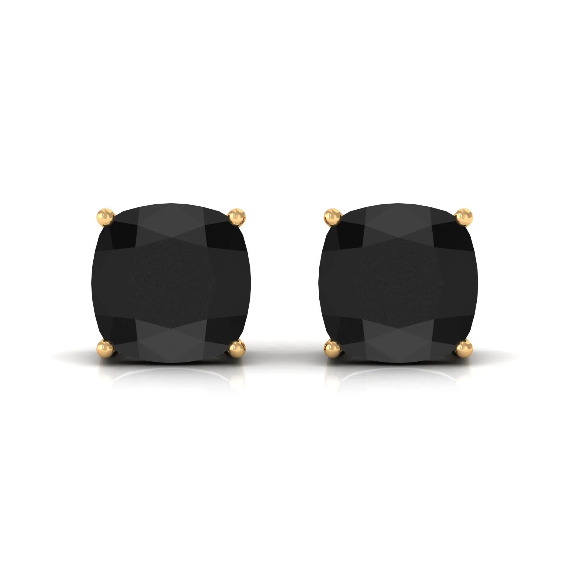 3 CT Cushion Cut Black Onyx Solitaire Stud Earring