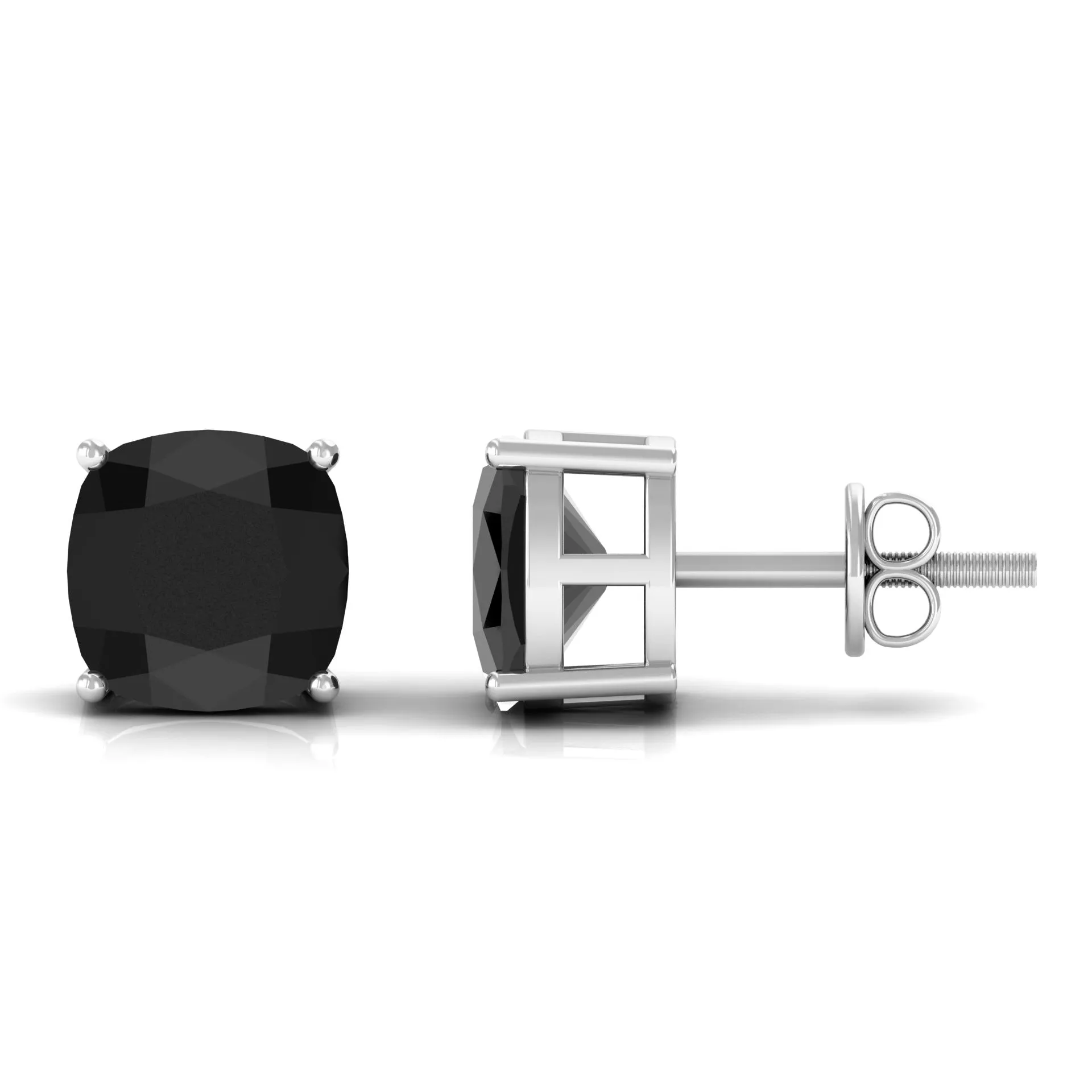 3 CT Cushion Cut Black Onyx Solitaire Stud Earring