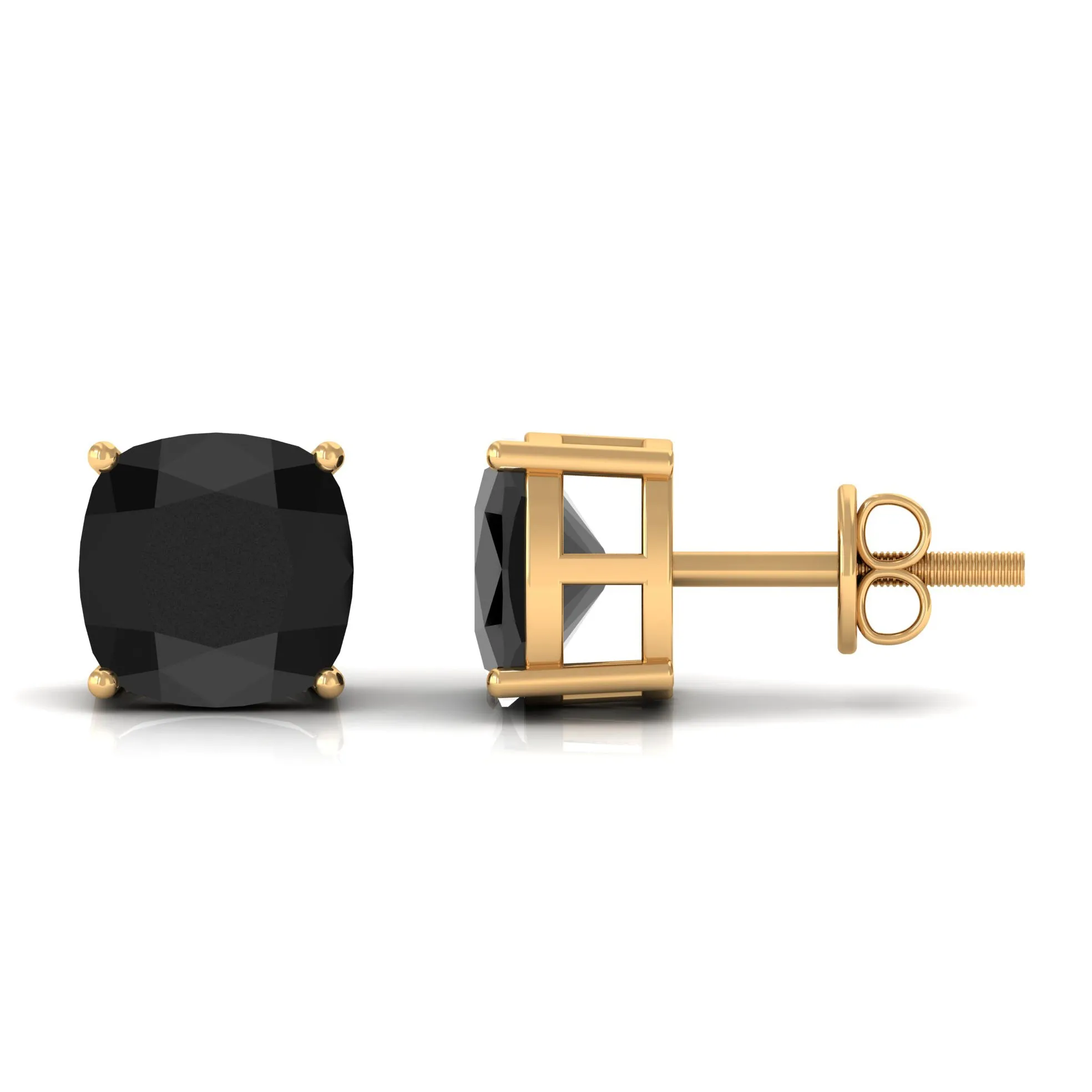 3 CT Cushion Cut Black Onyx Solitaire Stud Earring