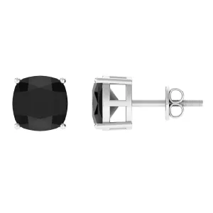 3 CT Cushion Cut Black Onyx Solitaire Stud Earring