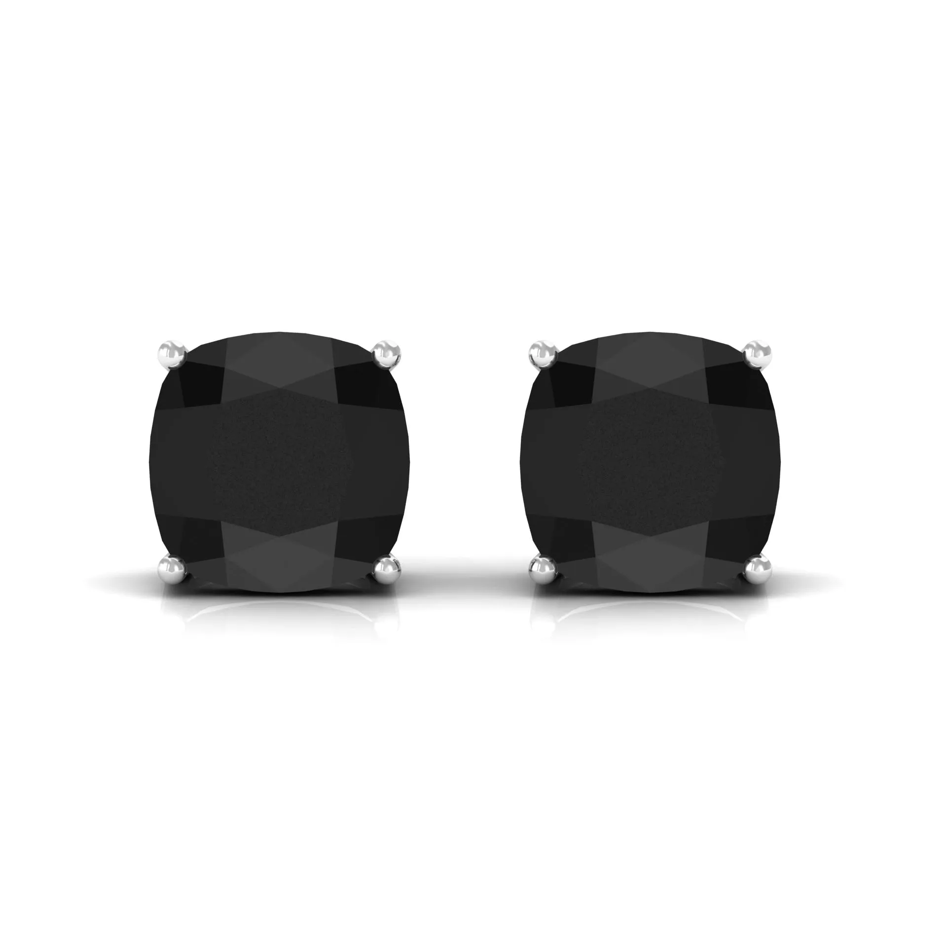 3 CT Cushion Cut Black Onyx Solitaire Stud Earring