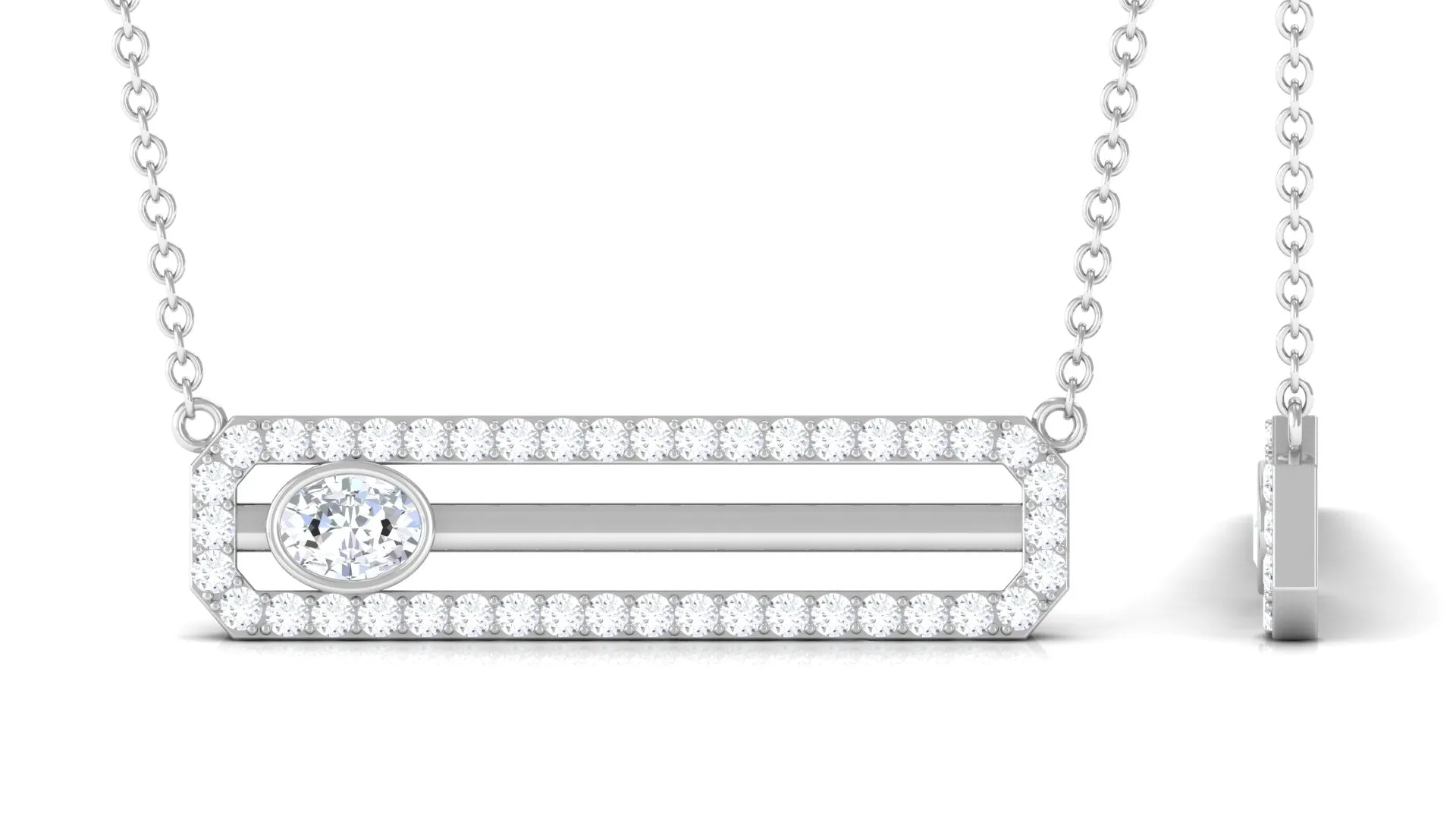 3/4 CT Certified Moissanite Gold Bar Necklace