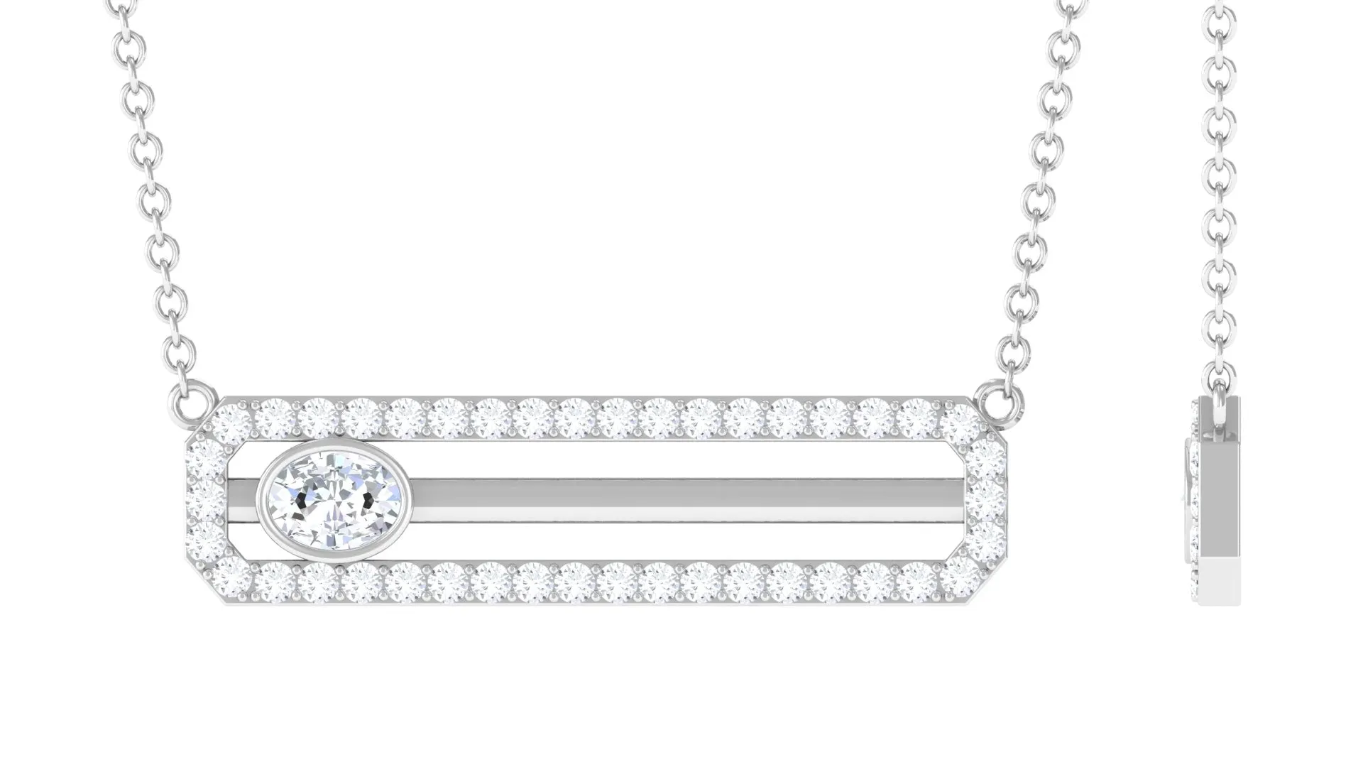 3/4 CT Certified Moissanite Gold Bar Necklace