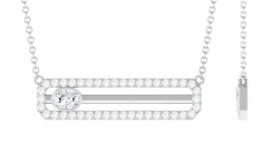 3/4 CT Certified Moissanite Gold Bar Necklace