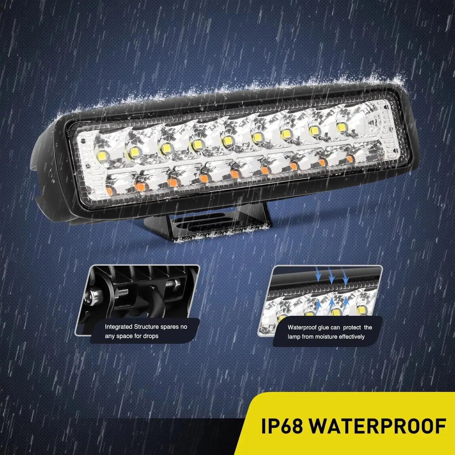 6 Inch 54W 4800LM Amber White Flood Led Work Lights (Pair)