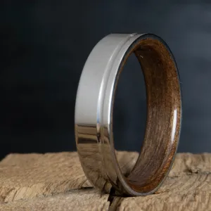 6mm titanium walnut wood lined ring