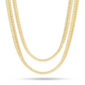 8mm 14K Gold Thick Herringbone Choker Set