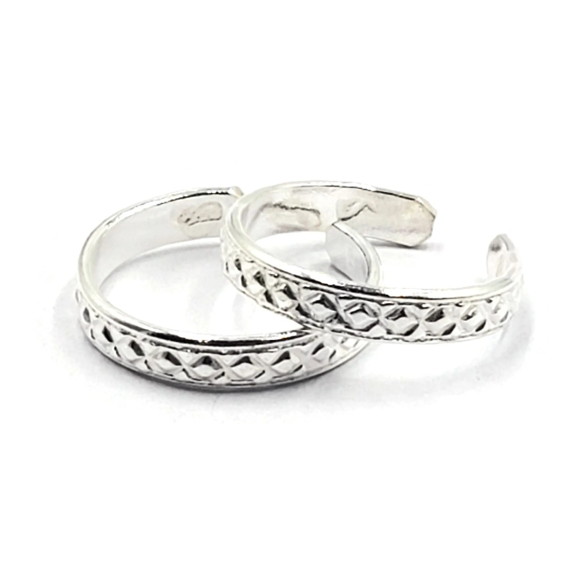 925 Sterling Silver Multicolor Toe-rings - Design #15