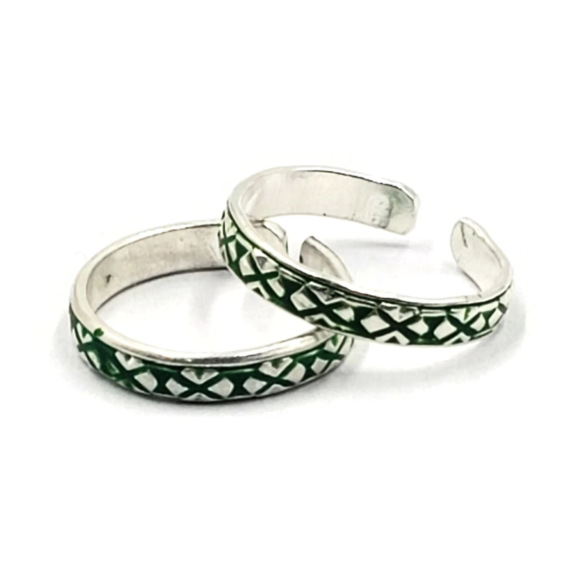 925 Sterling Silver Multicolor Toe-rings - Design #15