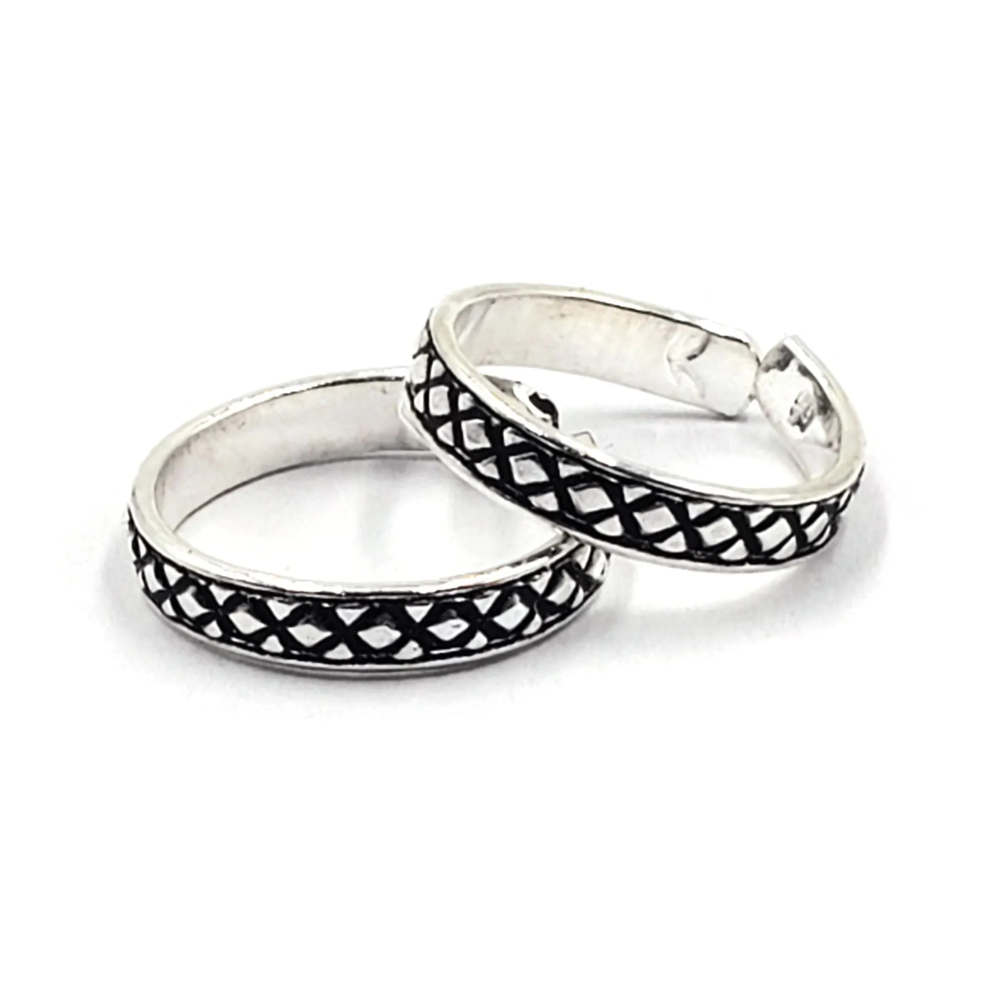 925 Sterling Silver Multicolor Toe-rings - Design #15